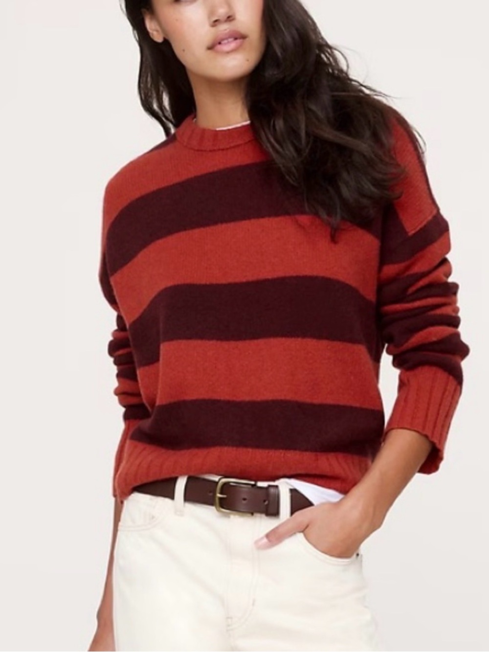 Banana Republic Oversized Mid-weight Striped Cashmere Crewneck Sweater